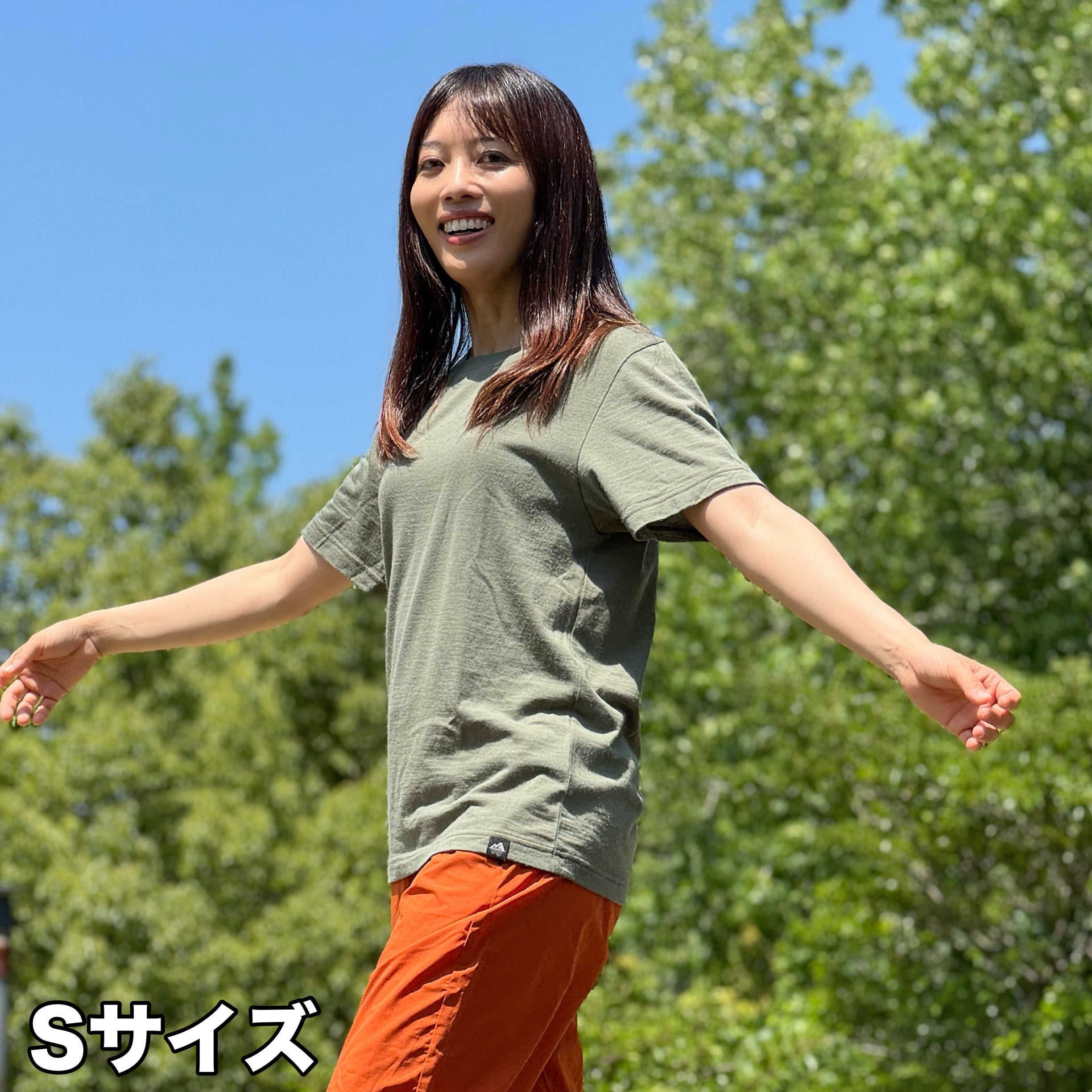 メリノ × ポリ 半袖Tシャツ モスグリーン | あど山荘